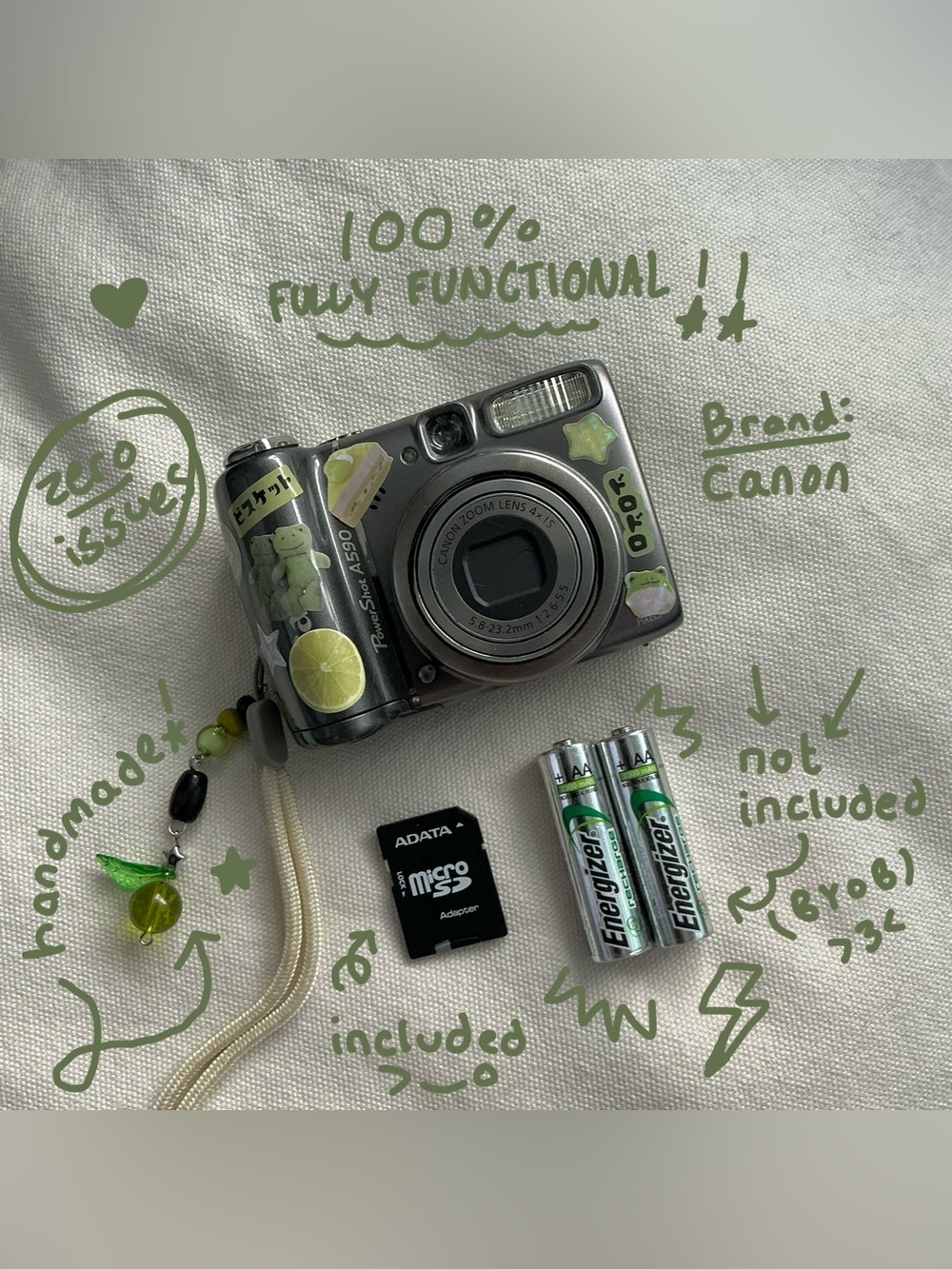 Y2K canon digital camera digicam cam grey black silver green vintage